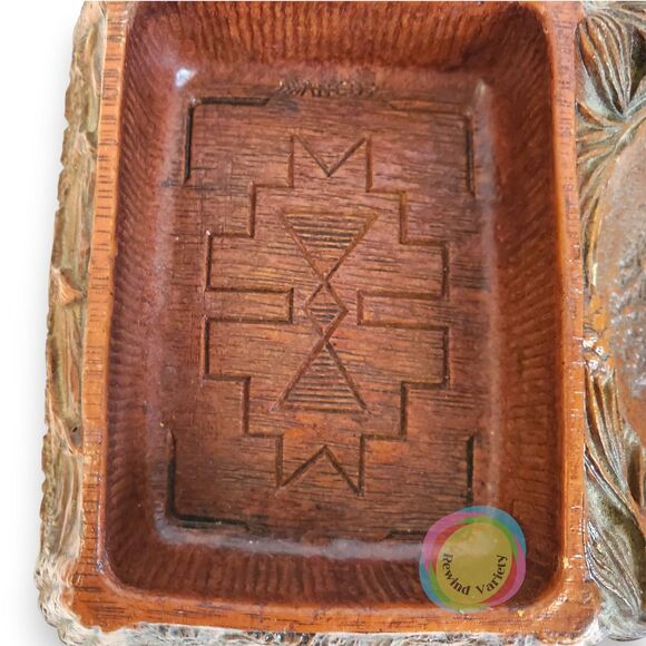 VTG ANCO Redwood Ashtray Cigarette Box Mid Century Resin Bakelite Kitschy - Picture 5 of 16